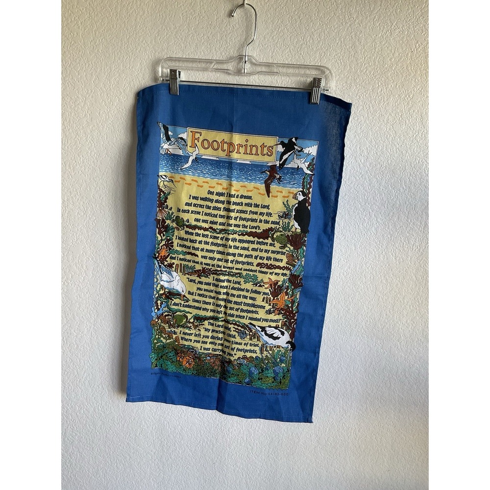 Footprints Elgate Poem Kitchen Towel Blue Beach